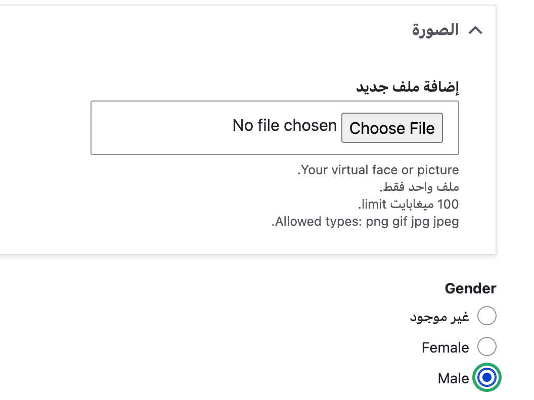 حقل الصورة الشخصية
